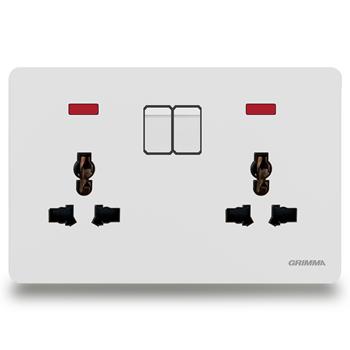 Bộ ổ cắm đôi 3 chấu có công tắc điều khiển Grimma G3WSK147 G3WSK147