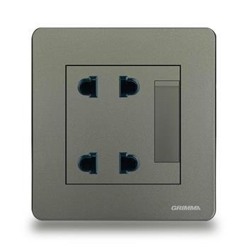 Bộ công tắc 1 chiều + ổ cắm đôi 2 chấu Grimma G4K11SK23 G4K11SK23