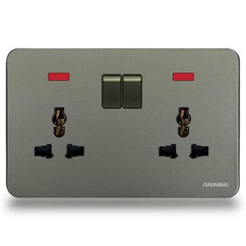 Bộ ổ cắm đôi 3 chấu có công tắc điều khiển Grimma G4SK147 G4SK147