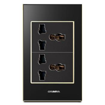 Bộ ổ cắm đôi 3 chấu Grimma, mặt kính cường lực G6 series G6GLB2SK3 G6GLB2SK3