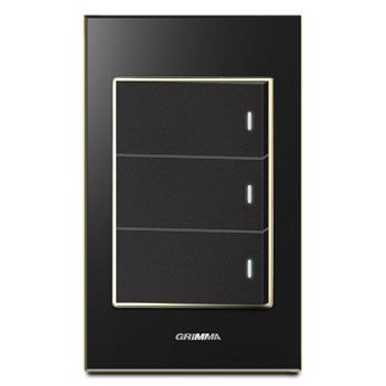 Bộ công tắc ba 1 chiều Grimma, mặt kính cường lực G6 series G6GLBK31 G6GLBK31