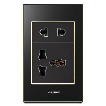 Bộ ổ cắm 2 chấu + 3 chấu Grimma, mặt kính cường lực G6 series G6GLBSK2SK3 G6GLBSK2SK3