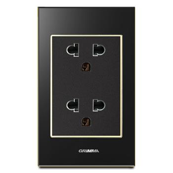 Bộ ổ cắm đôi 3 chấu Grimma, mặt kính cường lực G6 series G6GLBSK333 G6GLBSK333