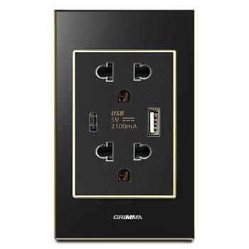 Bộ ổ cắm USB type A + type C Grimma, mặt kính cường lực G6 series G6GLBUSB G6GLBUSB