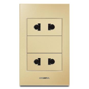 Bộ ổ cắm đôi 2 chấu Grimma, mặt kính cường lực G6 series G6GLG2SK2 G6GLG2SK2