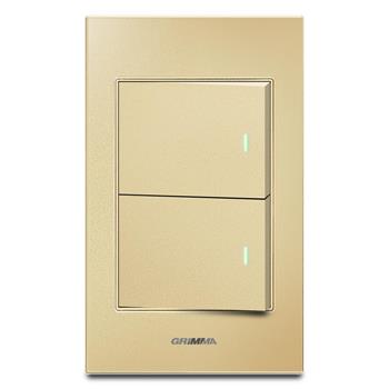 Bộ công tắc đôi 2 chiều Grimma, mặt kính cường lực G6 series G6GLGK22 G6GLGK22