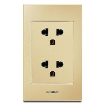 Bộ ổ cắm đôi 3 chấu Grimma, mặt kính cường lực G6 series G6GLGSK333 G6GLGSK333