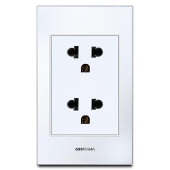 Bộ ổ cắm đôi 3 chấu Grimma, mặt kính cường lực G6 series G6GLWSK333 G6GLWSK333