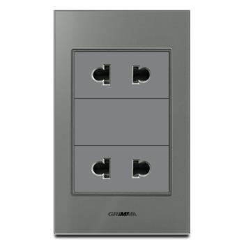 Bộ ổ cắm đôi 2 chấu Grimma, mặt kính cường lực G6 series G6GLX2SK2 G6GLX2SK2