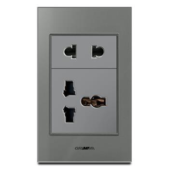 Bộ ổ cắm 2 chấu + 3 chấu Grimma, mặt kính cường lực G6 series G6GLXSK2SK3 G6GLXSK2SK3