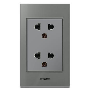 Bộ ổ cắm đôi 3 chấu Grimma, mặt kính cường lực G6 series G6GLXSK333 G6GLXSK333