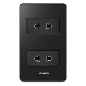 Bộ ổ cắm đôi 2 chấu Grimma, mặt Acrylic đen G7 series G7ACBL2SK2 G7ACBL2SK2