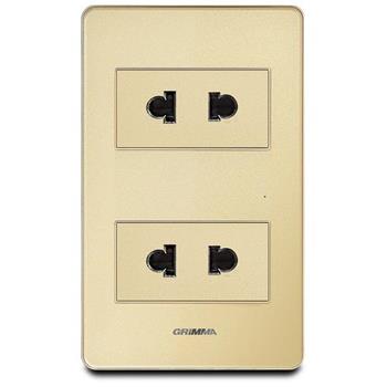Bộ ổ cắm đôi 2 chấu Grimma, mặt Acrylic vàng G7 series G7ACG2SK2 G7ACG2SK2