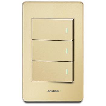 Bộ công tắc ba 1 chiều Grimma, mặt Acrylic vàng G7 series G7ACGK31 G7ACGK31