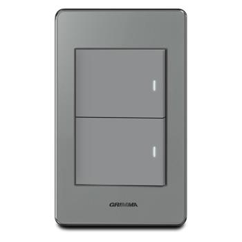 Bộ công tắc đôi 2 chiều Grimma, mặt Acrylic xám G7 series G7ACXK22 G7ACXK22