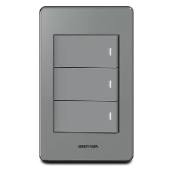 Bộ công tắc ba 1 chiều Grimma, mặt Acrylic xám G7 series G7ACXK31 G7ACXK31