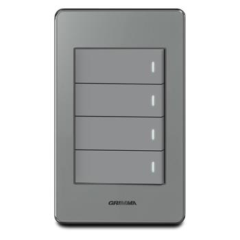 Bộ công tắc bốn 2 chiều Grimma, mặt Acrylic xám G7 series G7ACXK42 G7ACXK42