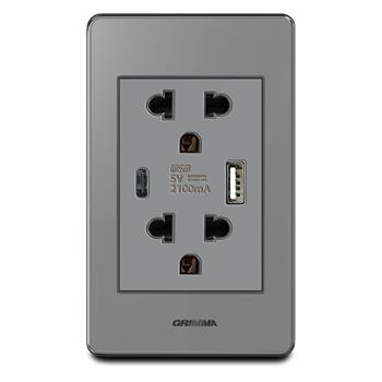 Bộ ổ cắm USB Grimma, mặt Acrylic xám G7 series G7ACXUSB G7ACXUSB