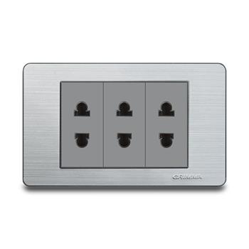 Bộ ổ cắm ba 2 chấu Grimma, mặt thép không gỉ G7 series G7S3SK2 G7S3SK2