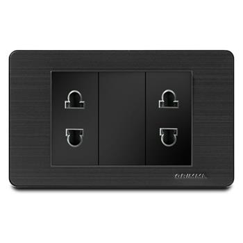 Bộ ổ cắm đôi 2 chấu Grimma, mặt thép không gỉ G7 series G7SB2SK2 G7SB2SK2