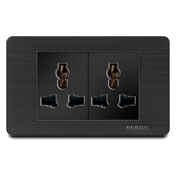 Bộ ổ cắm đôi 3 chấu đa năng Grimma, mặt thép không gỉ G7 series G7SB2SK3 G7SB2SK3