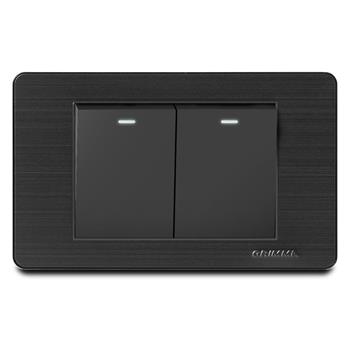 Bộ công tắc đôi 1 chiều Grimma, mặt thép không gỉ G7 series G7SBK21 G7SBK21