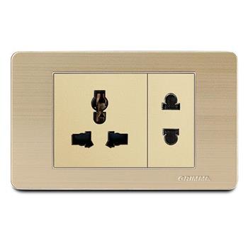 Bộ ổ cắm 2 chấu + 3 chấu Grimma, mặt thép không gỉ G7 series G7SGSK2SK3 G7SGSK2SK3