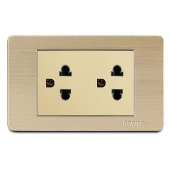 Bộ ổ cắm đôi 3 chấu Grimma, mặt thép không gỉ G7 series G7SGSK333 G7SGSK333