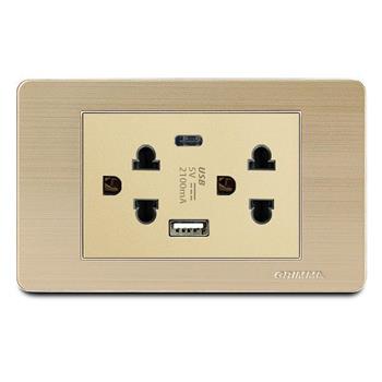 Bộ ổ cắm USB Grimma, mặt thép không gỉ G7 series G7SGUSB G7SGUSB