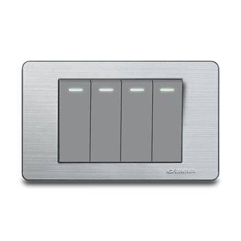 Bộ công tắc bốn 2 chiều Grimma, mặt thép không gỉ G7 series G7SK42 G7SK42