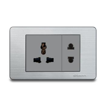 Bộ ổ cắm 2 chấu + 3 chấu Grimma, mặt thép không gỉ G7 series G7SSK2SK3 G7SSK2SK3