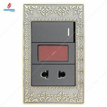 Bộ công tắc 20A + đèn báo + ổ cắm 2 chấu GRIMMA G8ZAXK20AILSK2  G8ZAXK20AILSK2