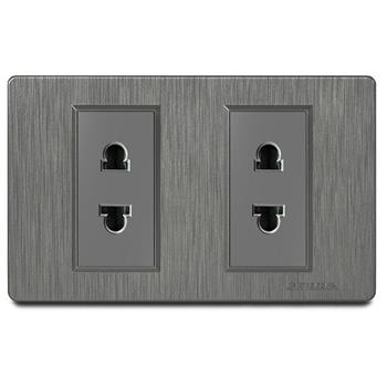 Bộ ổ cắm đôi 2 chấu Grimma, mặt nhựa vân xước G8 series G82SK2 G82SK2