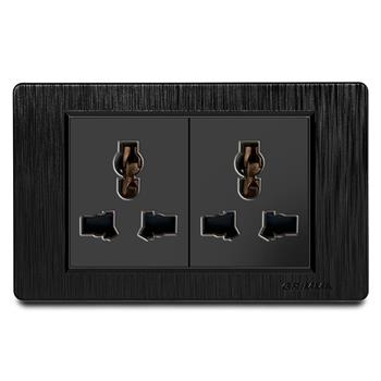 Bộ ổ cắm đôi 3 chấu đa năng Grimma, mặt nhựa vân xước G8 series G8B2SK3 G8B2SK3