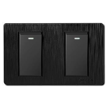 Bộ công tắc đôi 2 chiều Grimma, mặt nhựa vân xước G8 series G8BK22 G8BK22