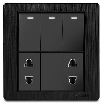 Bộ 3 công tắc 1 chiều và 2 ổ cắm 2 chấu Grimma, mặt nhựa vân xước G8 series G8BK312SK2 G8BK312SK2