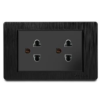 Bộ ổ cắm đôi 3 chấu Grimma, mặt nhựa vân xước G8 series G8BSK333 G8BSK333