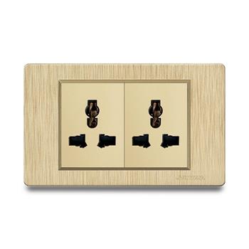 Bộ ổ cắm đôi 3 chấu đa năng Grimma, mặt nhựa vân xước G8 series G8G2SK3 G8G2SK3