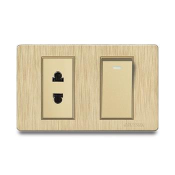 Bộ công tắc đơn 1 chiều và ổ cắm 2 chấu Grimma, mặt nhựa vân xước G8 series G8GK11SK2 G8GK11SK2