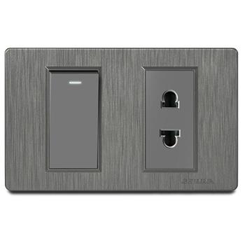 Bộ công tắc đơn 2 chiều và ổ cắm 2 chấu Grimma, mặt nhựa vân xước G8 series G8K12SK2