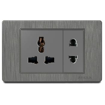 Bộ ổ cắm 2 chấu + 3 chấu Grimma, mặt nhựa vân xước G8 series G8SK2SK3 G8SK2SK3