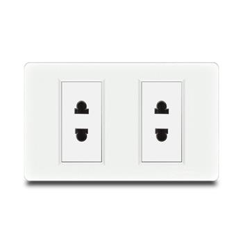 Bộ ổ cắm đôi 2 chấu Grimma, mặt nhựa vân xước G8 series G8W2SK2 G8W2SK2