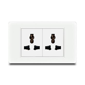 Bộ ổ cắm đôi 3 chấu đa năng Grimma, mặt nhựa vân xước G8 series G8W2SK3 G8W2SK3