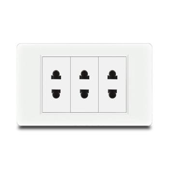 Bộ ổ cắm ba 2 chấu Grimma, mặt nhựa vân xước G8 series G8W3SK2 G8W3SK2