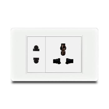 Bộ ổ cắm 2 chấu + 3 chấu Grimma, mặt nhựa vân xước G8 series G8WSK2SK3 G8WSK2SK3