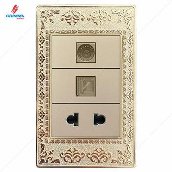 Bộ ổ cắm TV + mạng + ổ cắm 2 chấu GRIMMA G9ZAGTVPCSK2 G9ZAGTVPCSK2