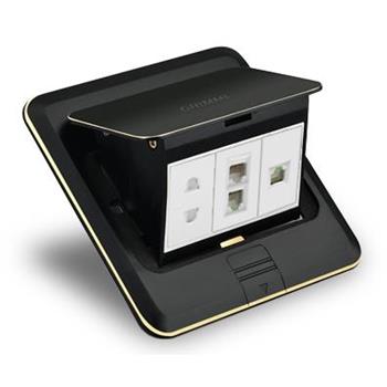 Ổ cắm âm sàn đôi mạng + TEL + ổ ghim 2 chấu Grimma GFS22PCTEL GFS22PCTEL