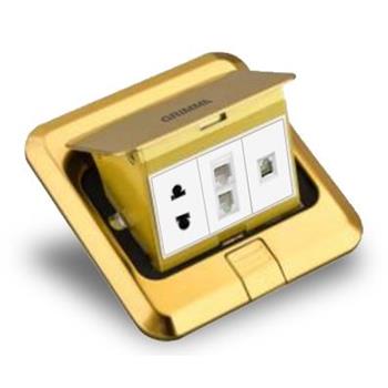 Ổ cắm âm sàn đôi mạng + TEL + ổ ghim 2 chấu Grimma GFS22PCTELG GFS22PCTELG