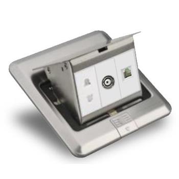 Ổ cắm âm sàn 2 chấu + TV + mạng Grimma GFS2TVPCS GFS2TVPCS