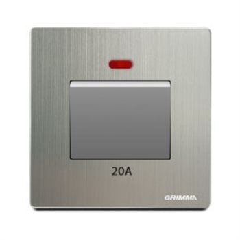 Bộ công tắc 20A Grimma G52K20A mặt nhôm G52K20A